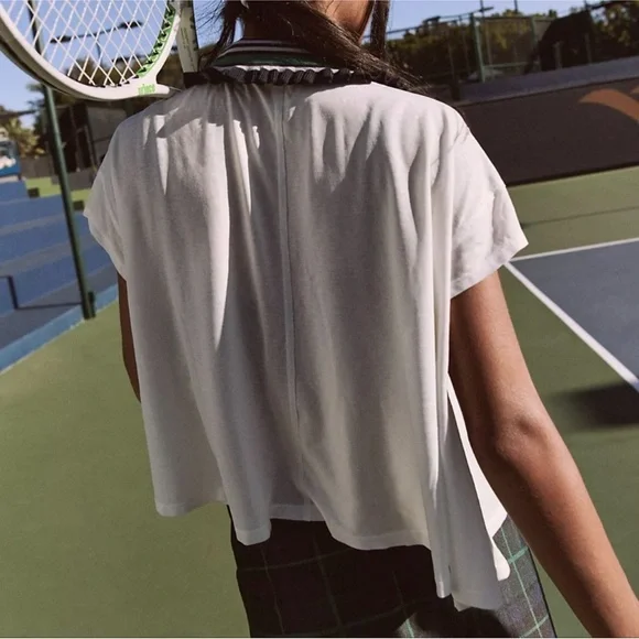 NWT Free People Movement Time Out White Polo t shirt crop float women size XS - Picture 3 of 6